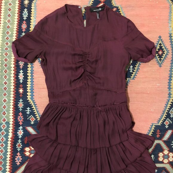 ISABEL MARANT TIERED BURGUNDY DRESS - Picture 9 of 9